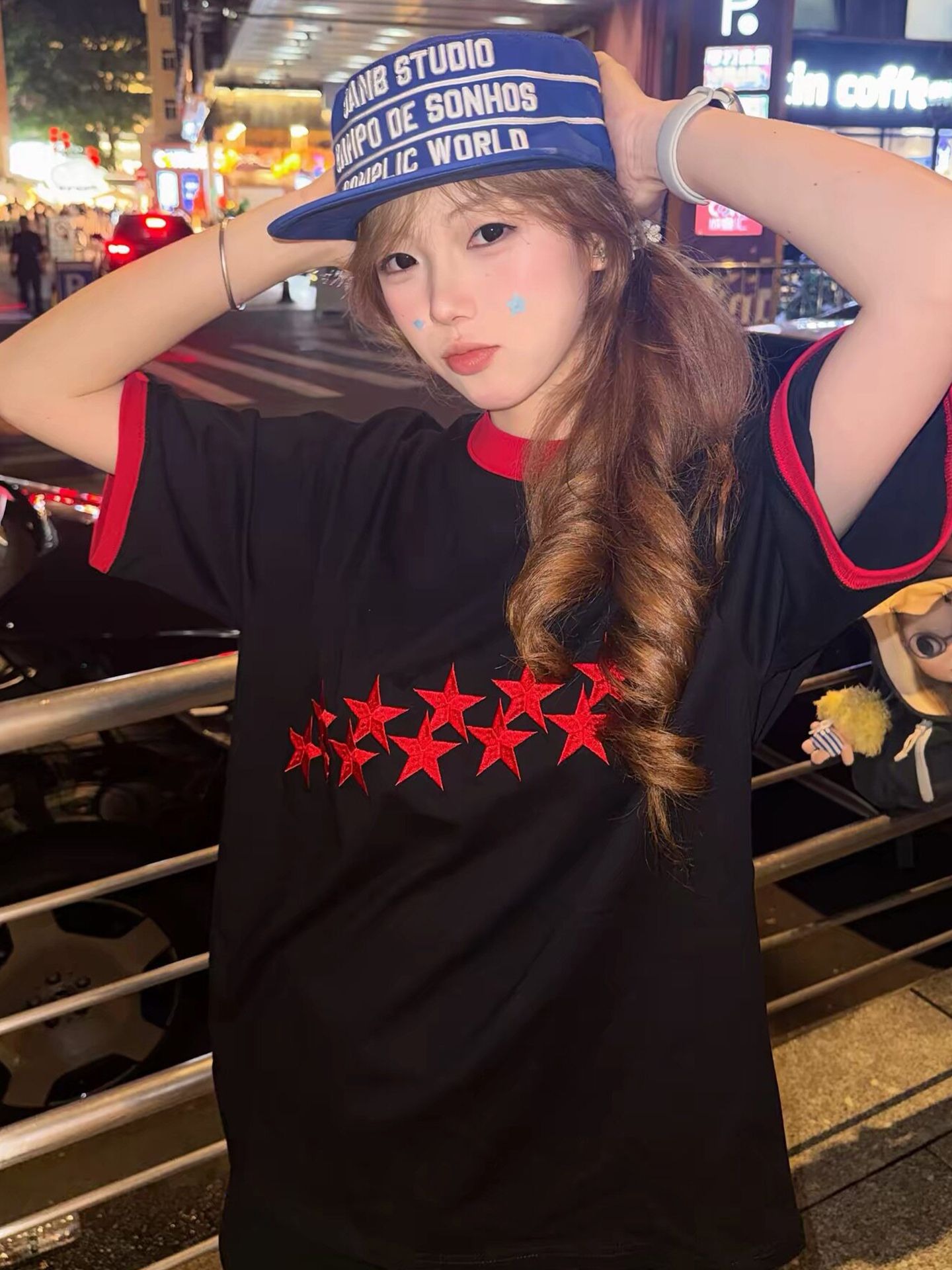カップルペアルック シューティングスター 配色Tシャツ