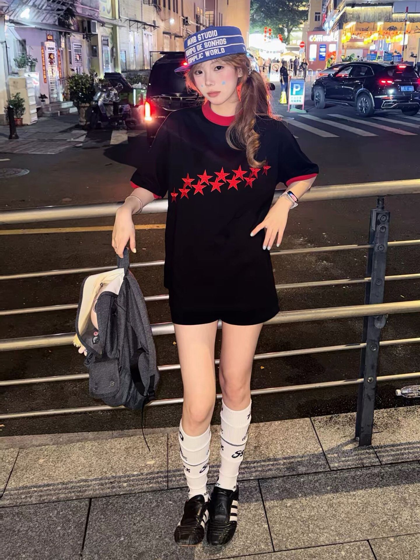 カップルペアルック シューティングスター 配色Tシャツ