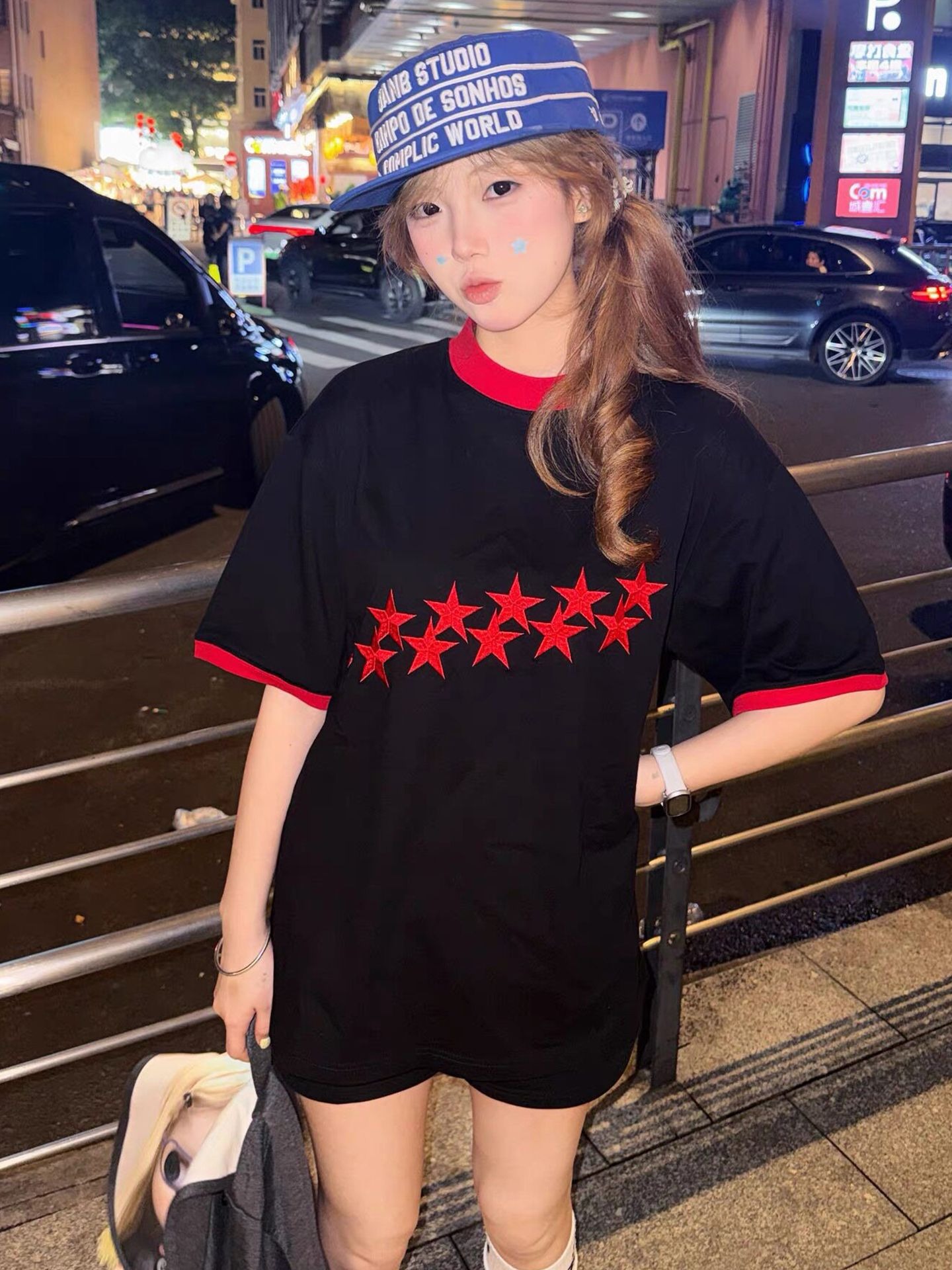 カップルペアルック シューティングスター 配色Tシャツ