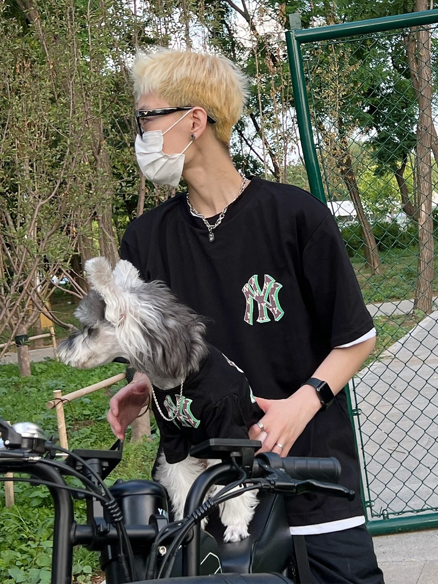 ペットペアルック ベースボール風 NYロゴTシャツ