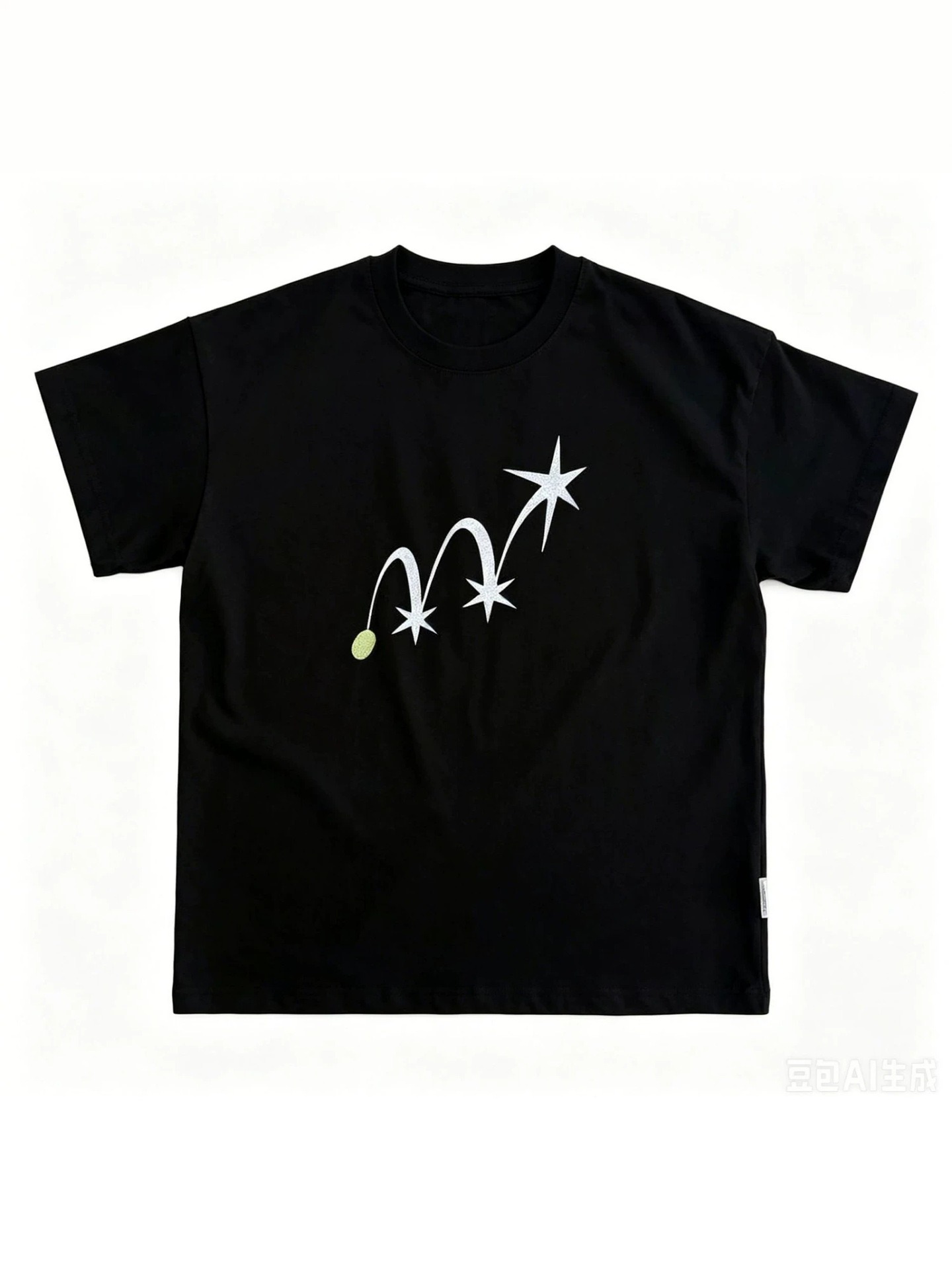 親子ペアルック ポップスターロゴ ブラックTシャツ