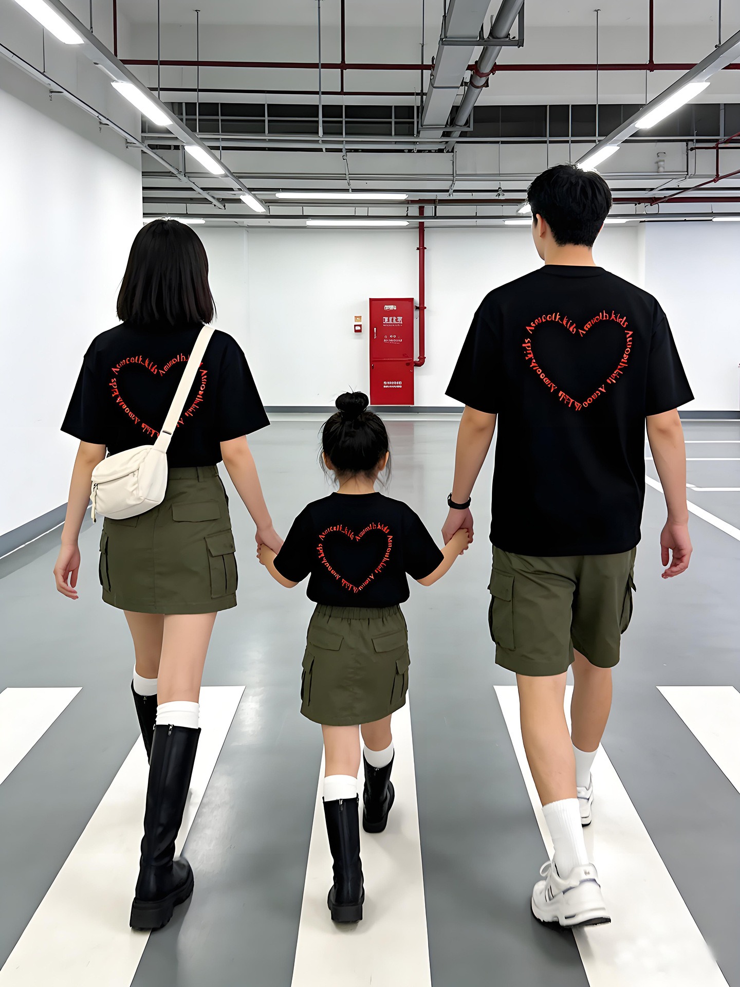 親子ペアルック トリプルハートTシャツ