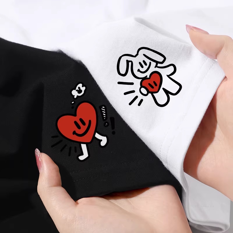 カップルペアルック ふたりを結ぶ ラビットハートTシャツ