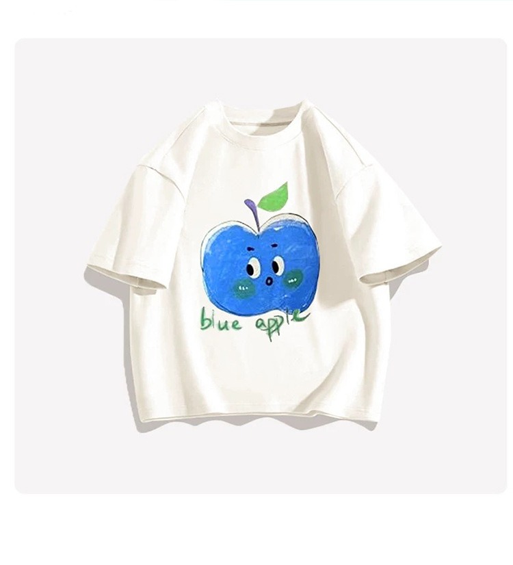 親子ペアルック 爽やか青りんご Tシャツ・ロンパース