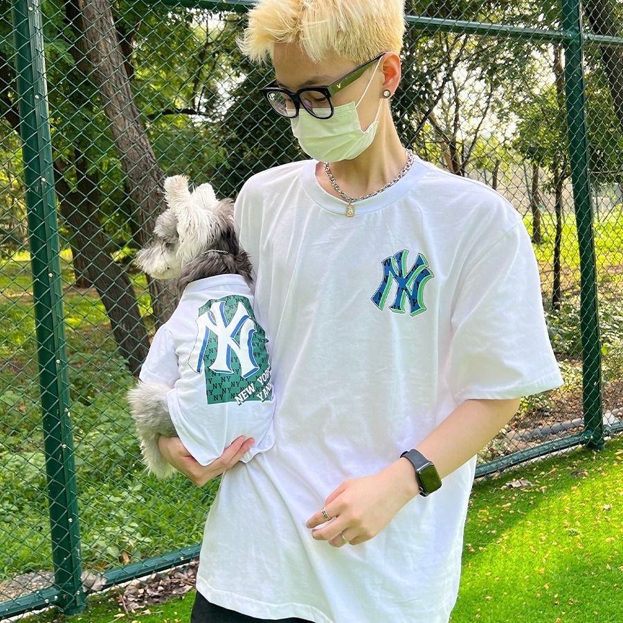 ペットペアルック ベースボール風 NYロゴTシャツ