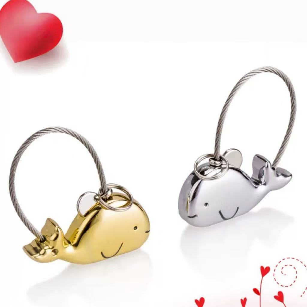 かわいいマグネット式 イルカカップル ペアキーホルダー