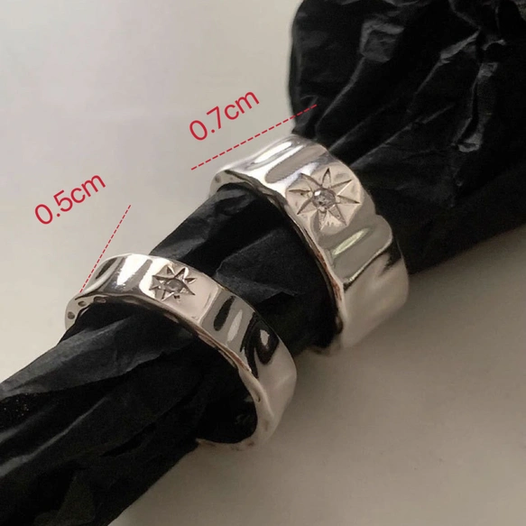 ペアアクセサリー ノーススター シルバーリング 【2点セット】