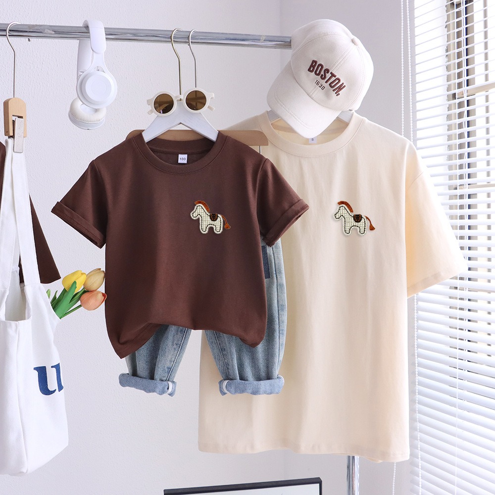 親子ペアルック ほっこり木馬 ナチュラルTシャツ・ロンパース