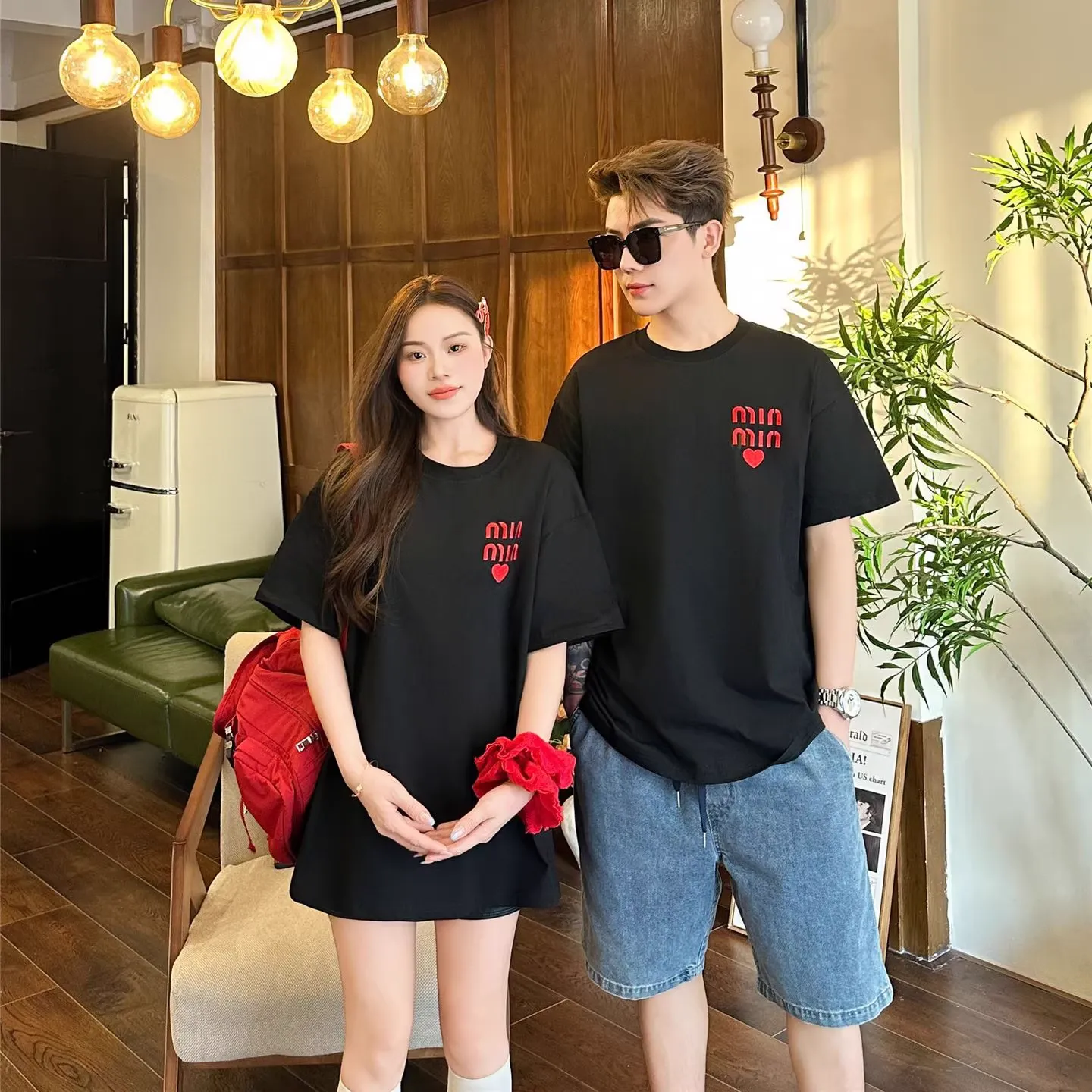 親子ペアルック MINハート Tシャツ・ロンパース