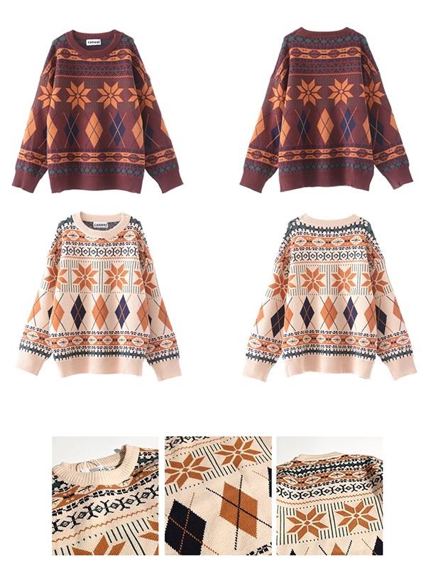 【クリスマス仕様】ペアルック クリスマス風 模様柄セーター