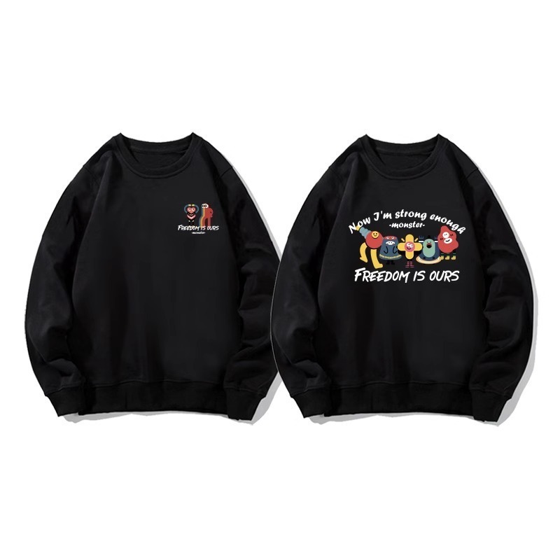 カップルペアルック 「FREEDOM MONSTERS」 グラフィックライントレーナー