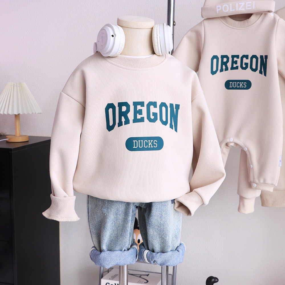 親子ペアルック OREGONロゴ入りトレーナー 家族お揃いスウェット