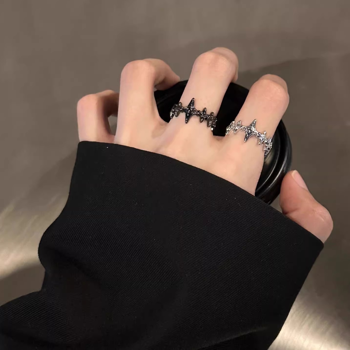 ペアアクセサリー ダーククロス流星リング 【2点セット】