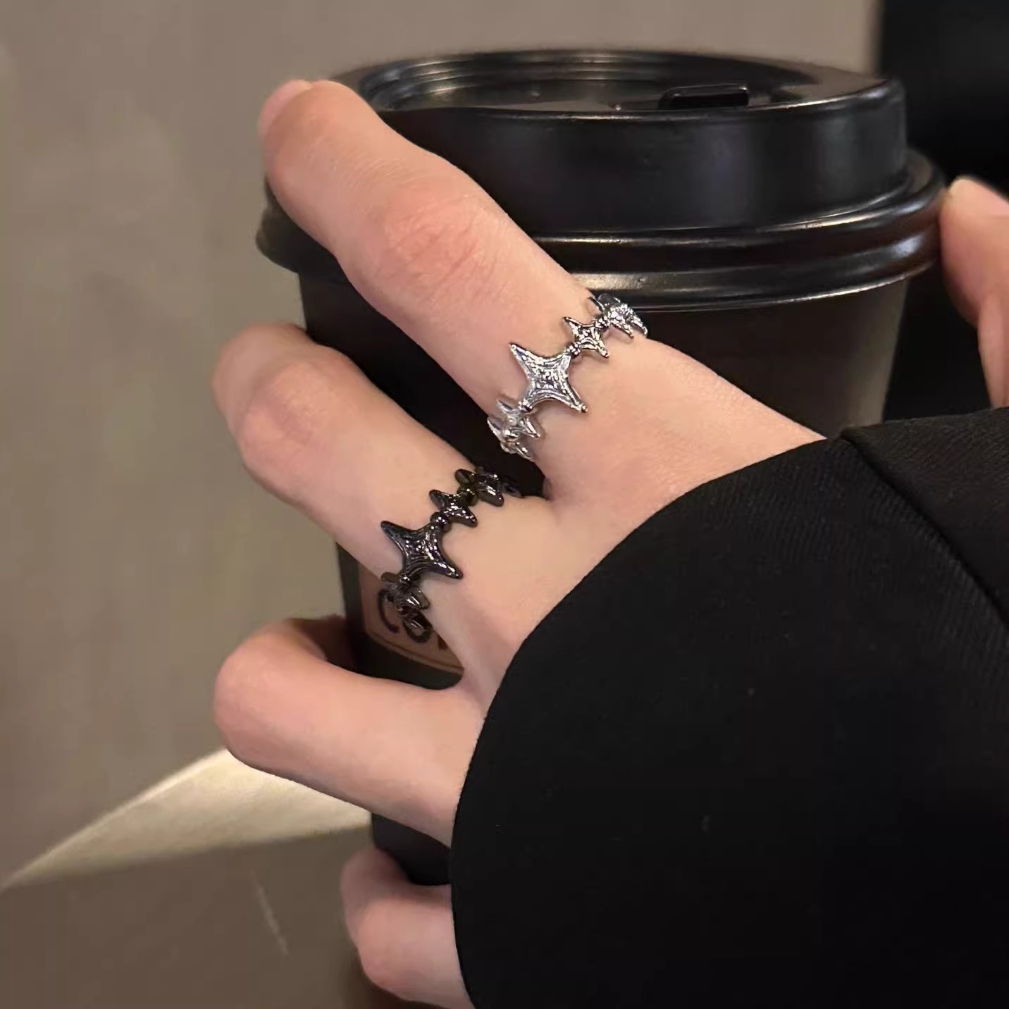 ペアアクセサリー ダーククロス流星リング 【2点セット】