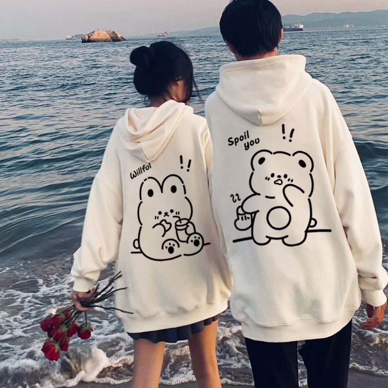 カップルペアルック もぐもぐラビット＆ベアパーカー