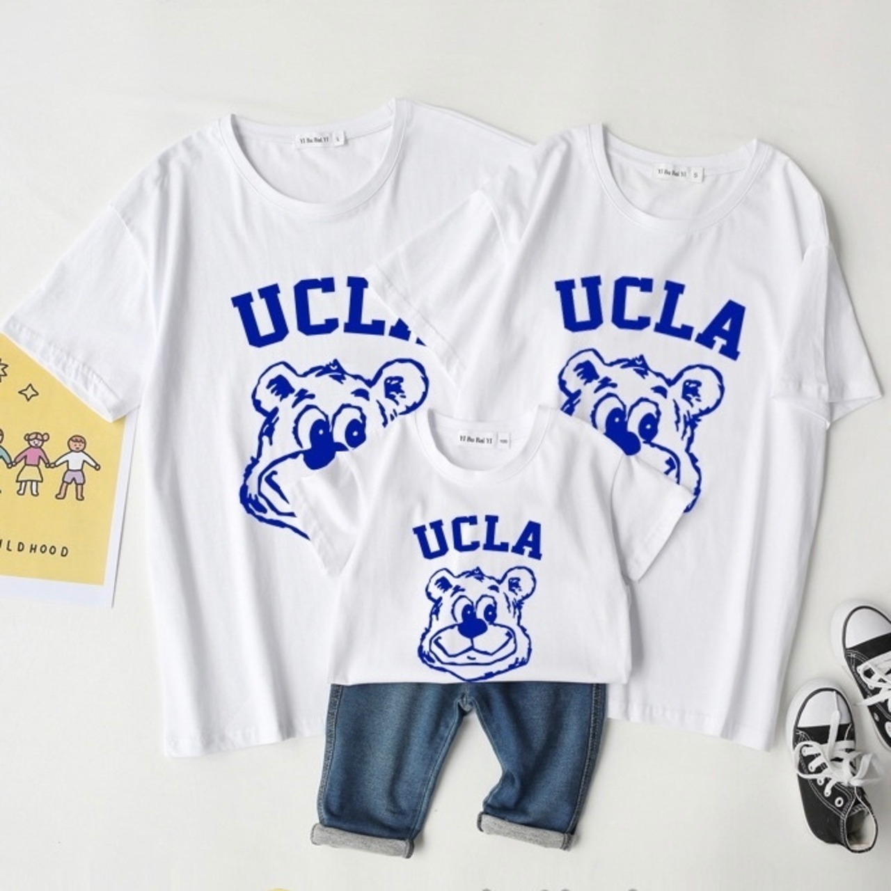 親子ペアルック アメカジ風 UCLAベア Tシャツ・ロンパース