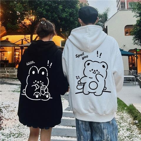 カップルペアルック もぐもぐラビット＆ベアパーカー