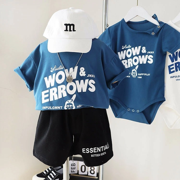 親子ペアルック ヴィンテージ風カレッジTシャツ ～Wow & Arrows～