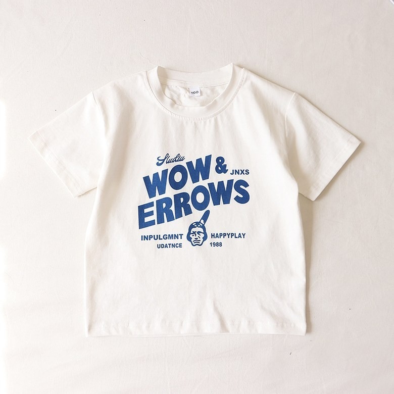 親子ペアルック ヴィンテージ風カレッジTシャツ ～Wow & Arrows～