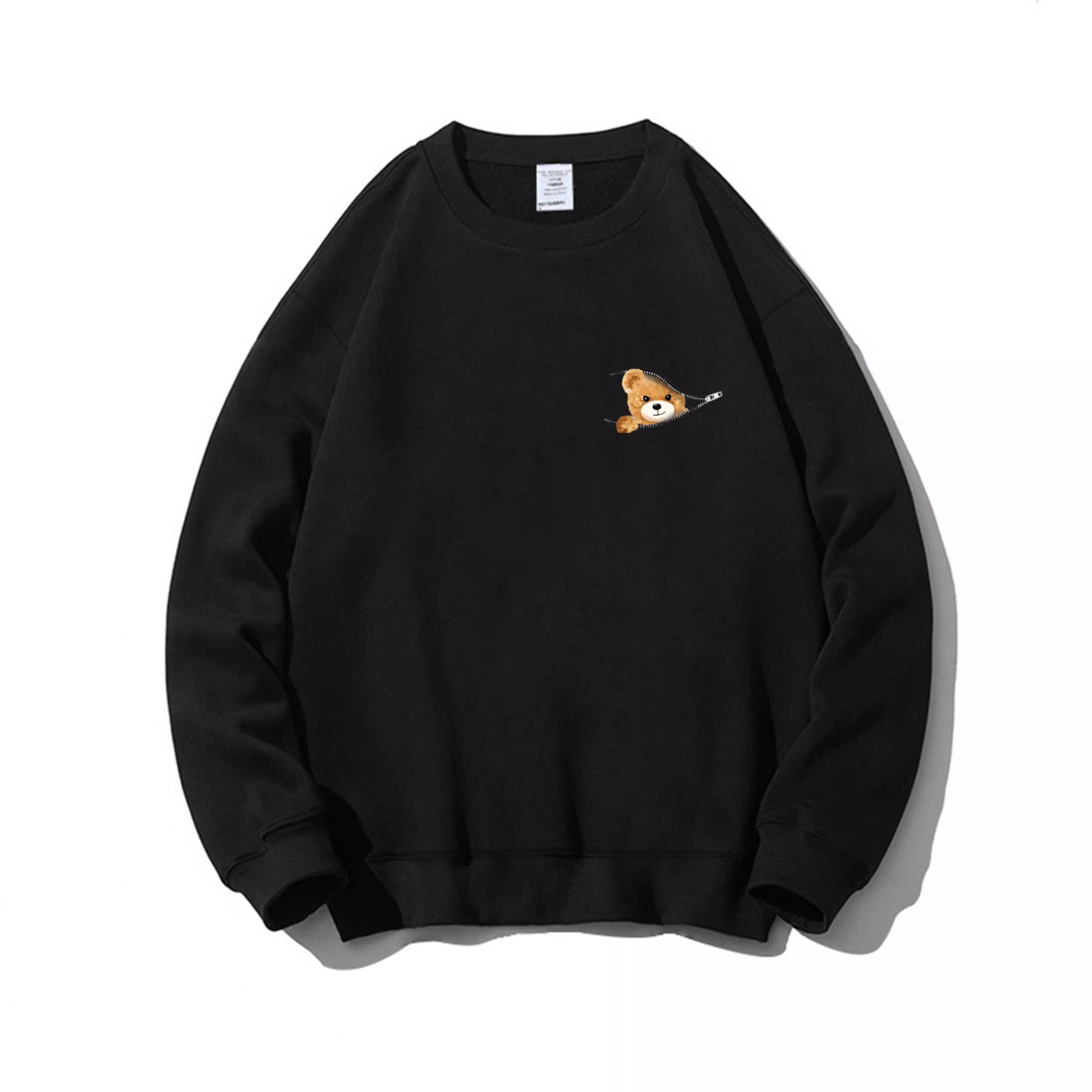 カップルペアルック ジップから覗くスマイルベアトレーナー ユニセックス