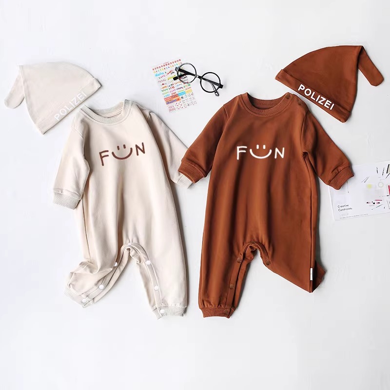 親子ペアルック Funnyスマイル トレーナー・ロンパース