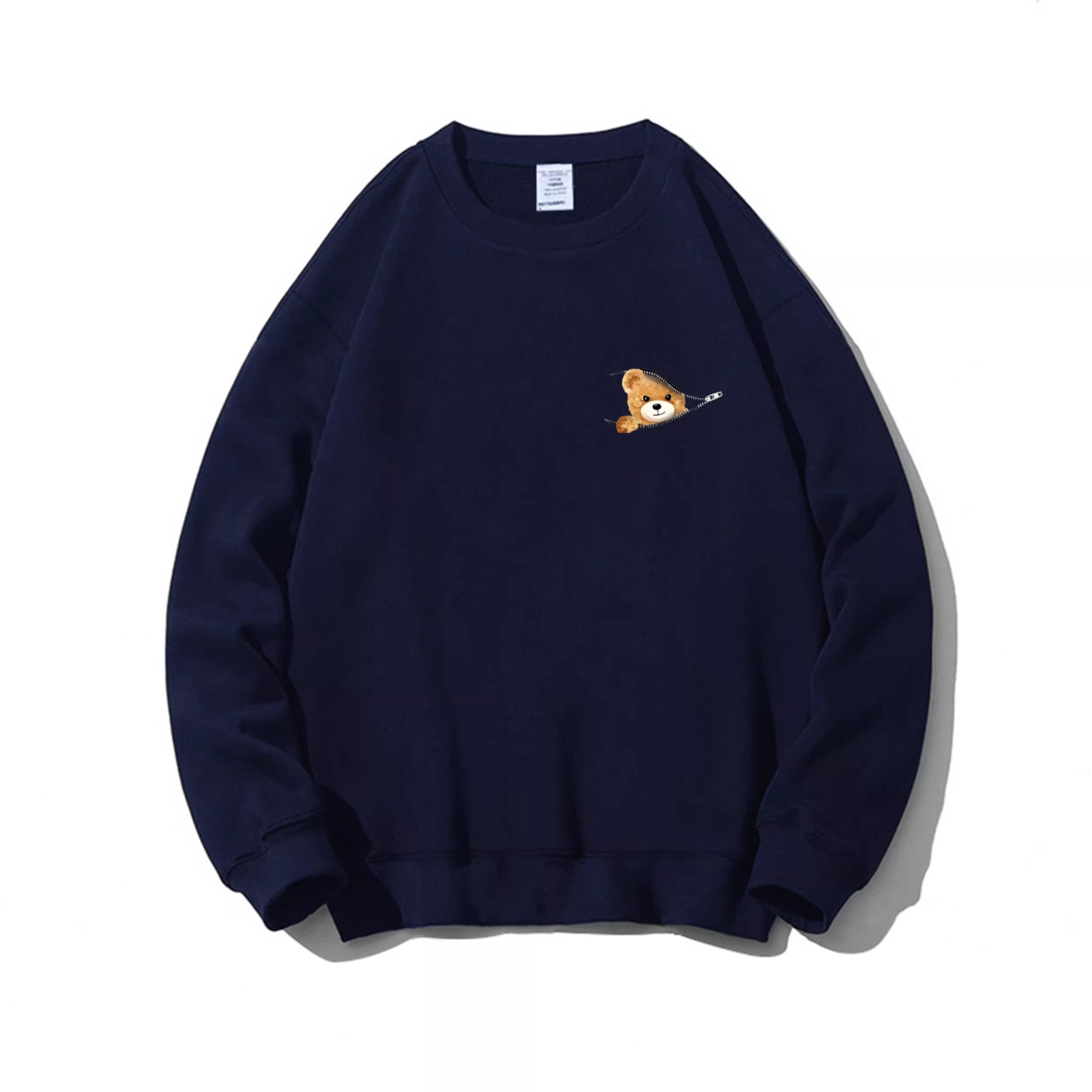 カップルペアルック ジップから覗くスマイルベアトレーナー ユニセックス