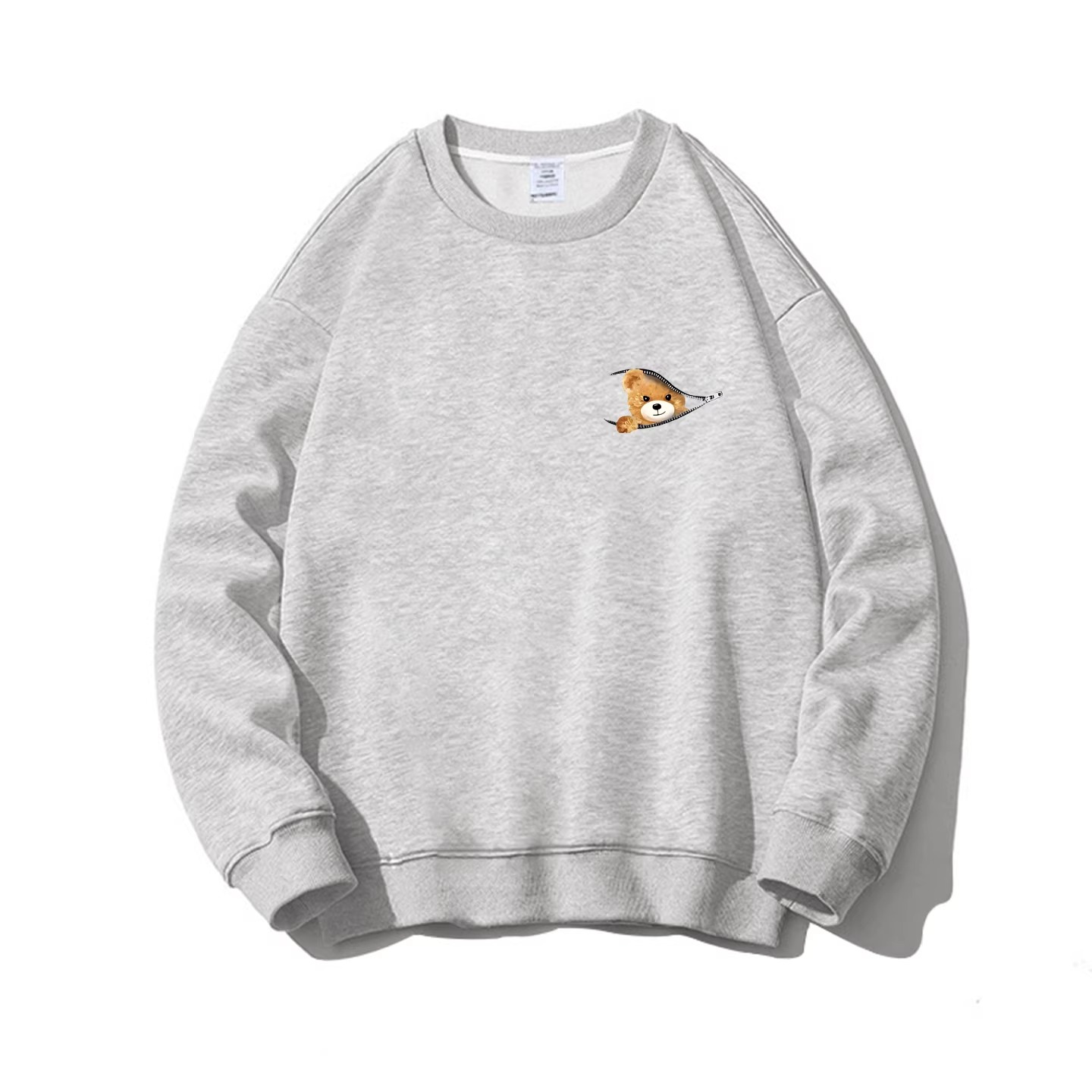 カップルペアルック ジップから覗くスマイルベアトレーナー ユニセックス