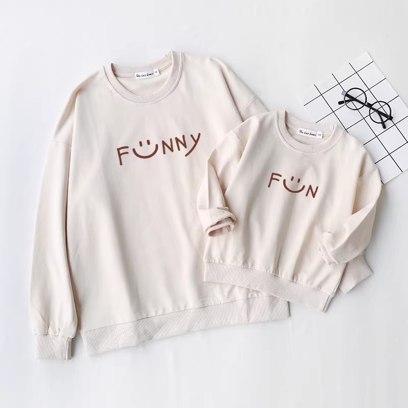 親子ペアルック Funnyスマイル トレーナー・ロンパース