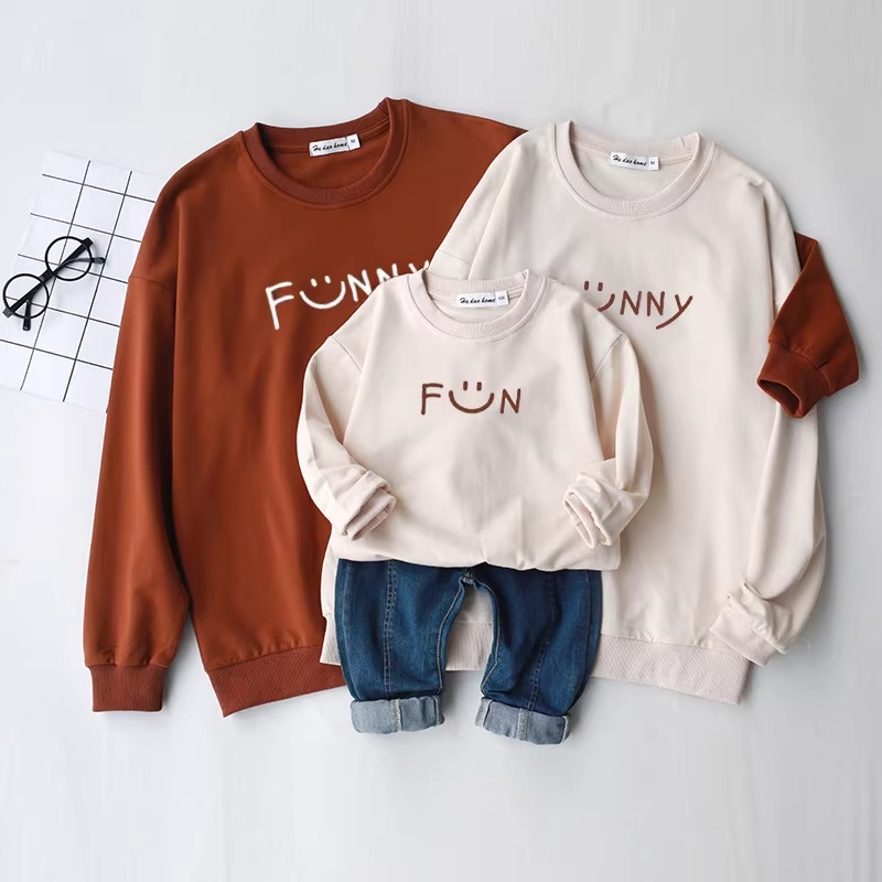 親子ペアルック Funnyスマイル トレーナー・ロンパース