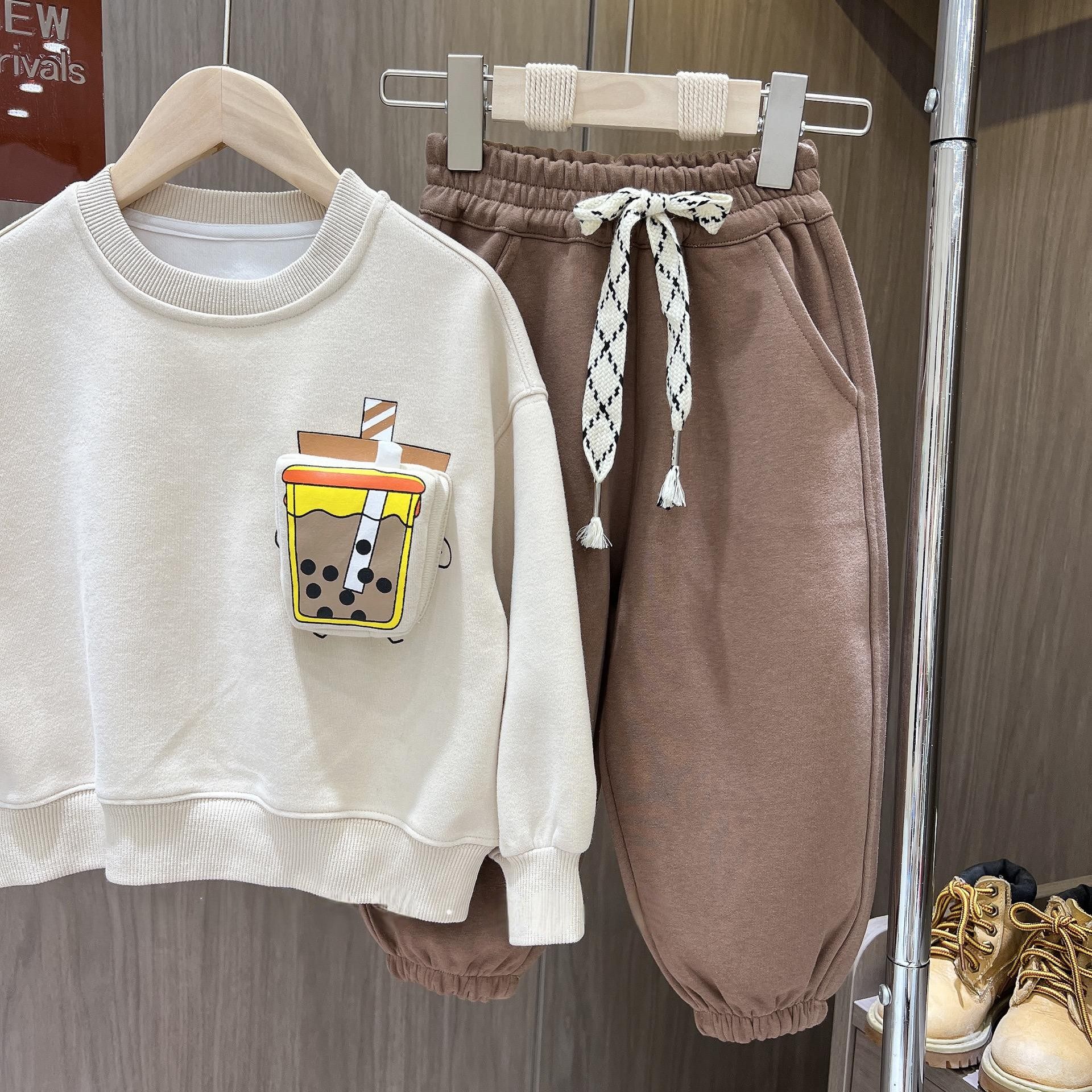 親子ペアルック タピオカミルクティー トレーナー・ロンパース