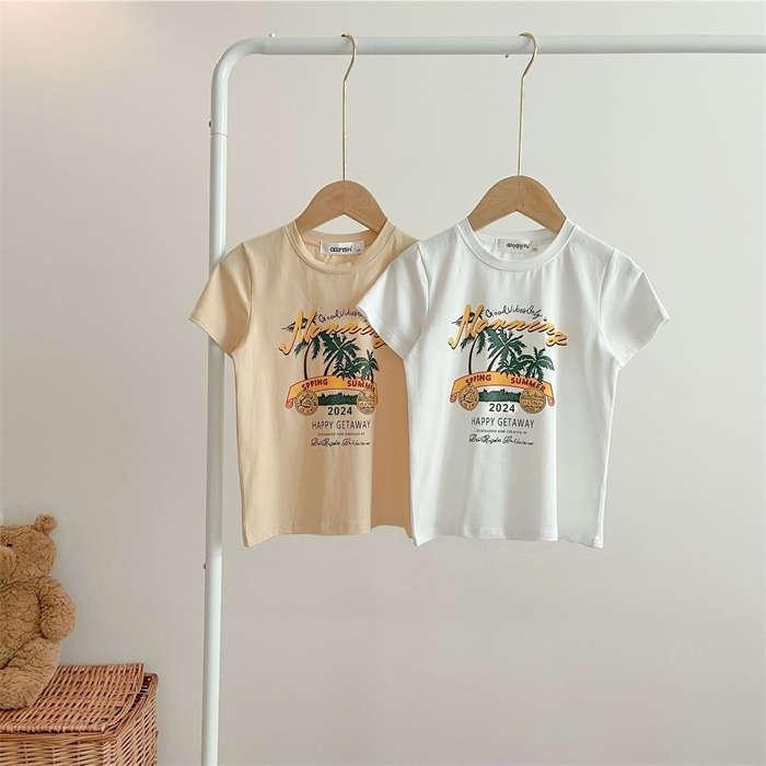 親子ペアルック  サマーリゾートプリント Tシャツ＆ロンパース