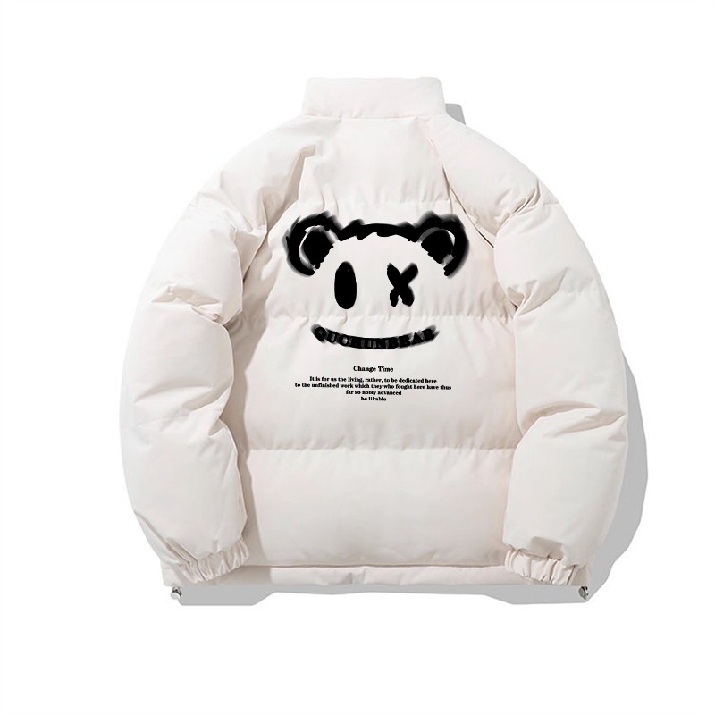 カップルペアルック キュートアイベア 中綿ロングコート