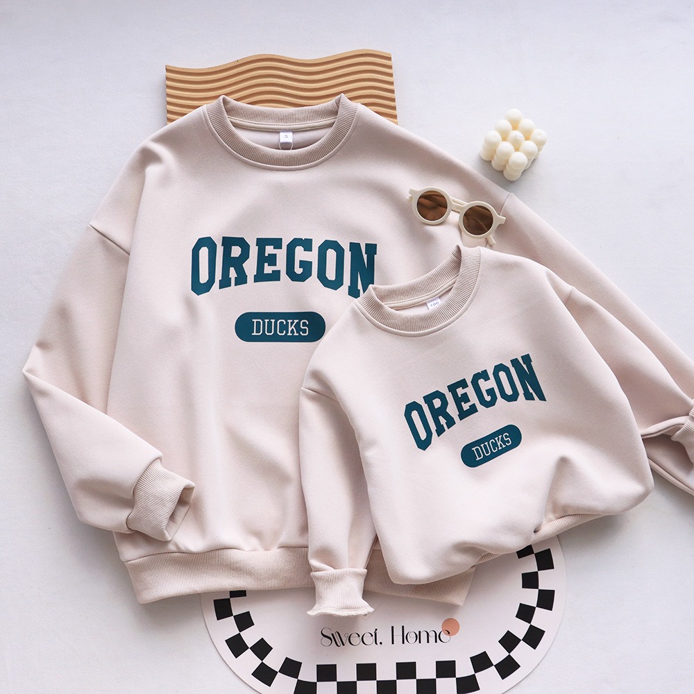 親子ペアルック OREGONロゴ入りトレーナー 家族お揃いスウェット