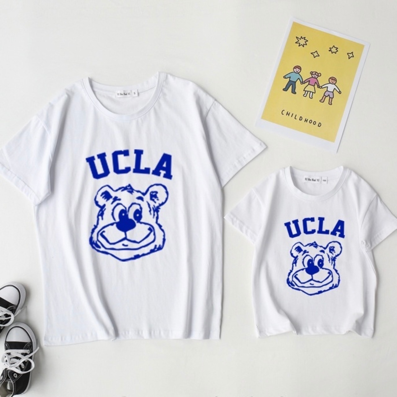 親子ペアルック アメカジ風 UCLAベア Tシャツ・ロンパース
