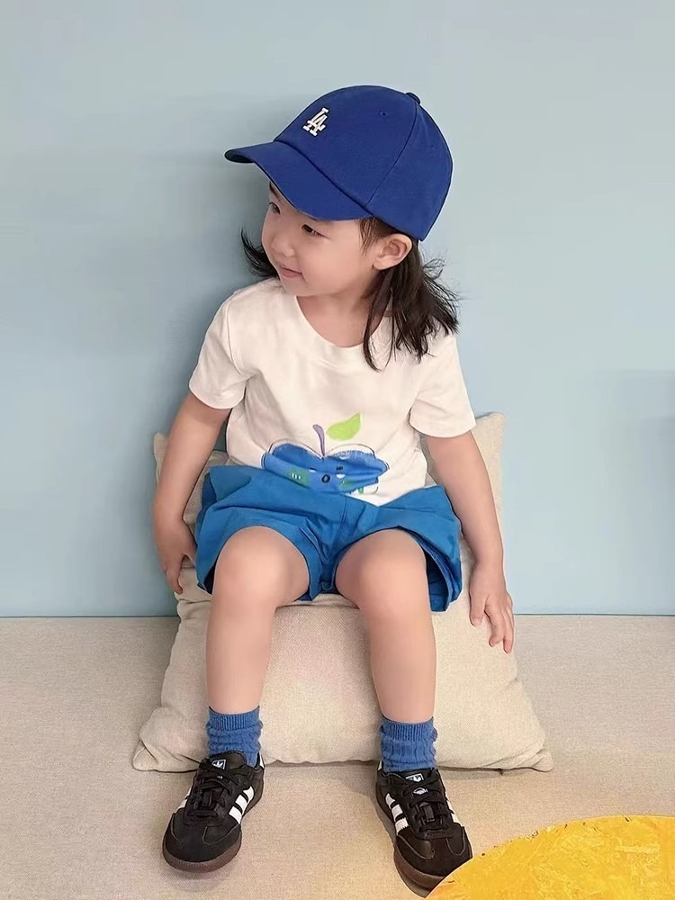 親子ペアルック 爽やか青りんご Tシャツ・ロンパース