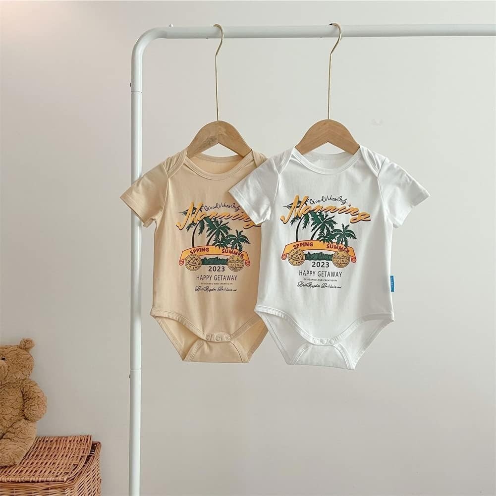 親子ペアルック  サマーリゾートプリント Tシャツ＆ロンパース