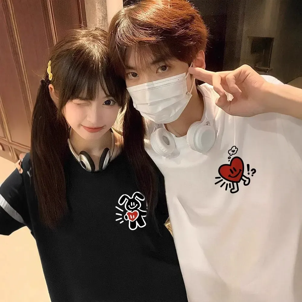 カップルペアルック ふたりを結ぶ ラビットハートTシャツ