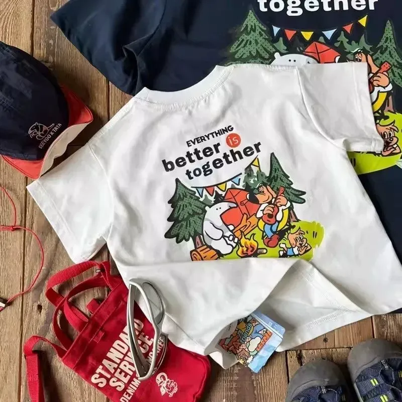親子ペアルック キャンプアニマルTシャツ