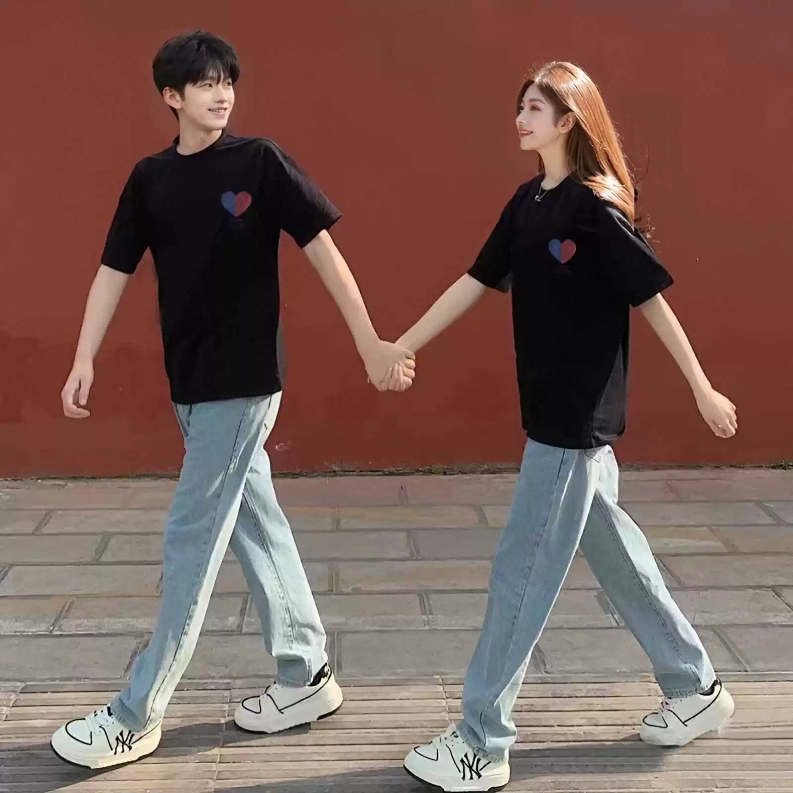 【2点セット】カラフルハート シンプルTシャツ