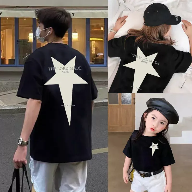 親子ペアルック ビッグスター バックプリントTシャツ・ロンパース