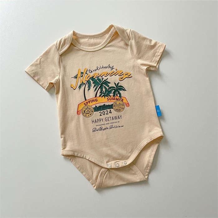 親子ペアルック  サマーリゾートプリント Tシャツ＆ロンパース