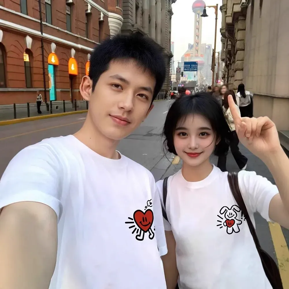 カップルペアルック ふたりを結ぶ ラビットハートTシャツ