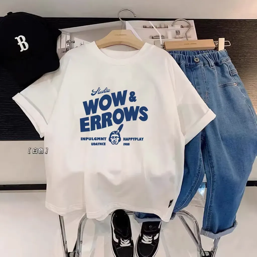 親子ペアルック ヴィンテージ風カレッジTシャツ ～Wow & Arrows～