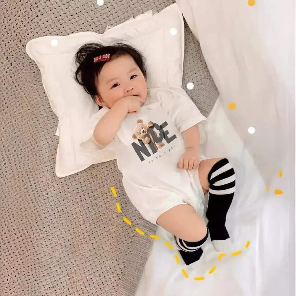 親子ペアルック モノトーン NICEベアー Tシャツ・ロンパース