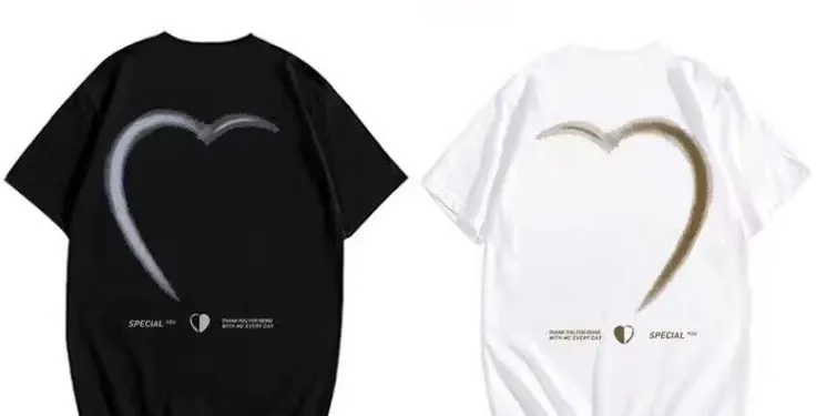 カップルペアルック つながるハートTシャツ