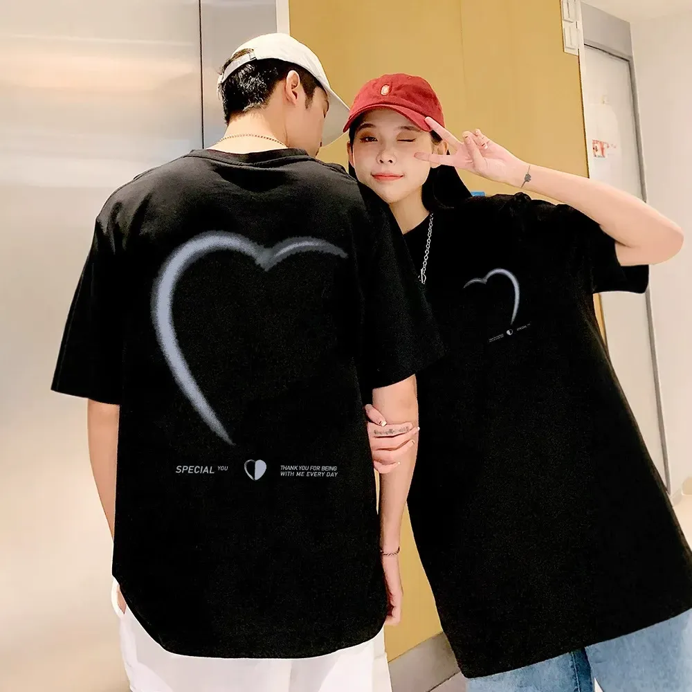 カップルペアルック つながるハートTシャツ