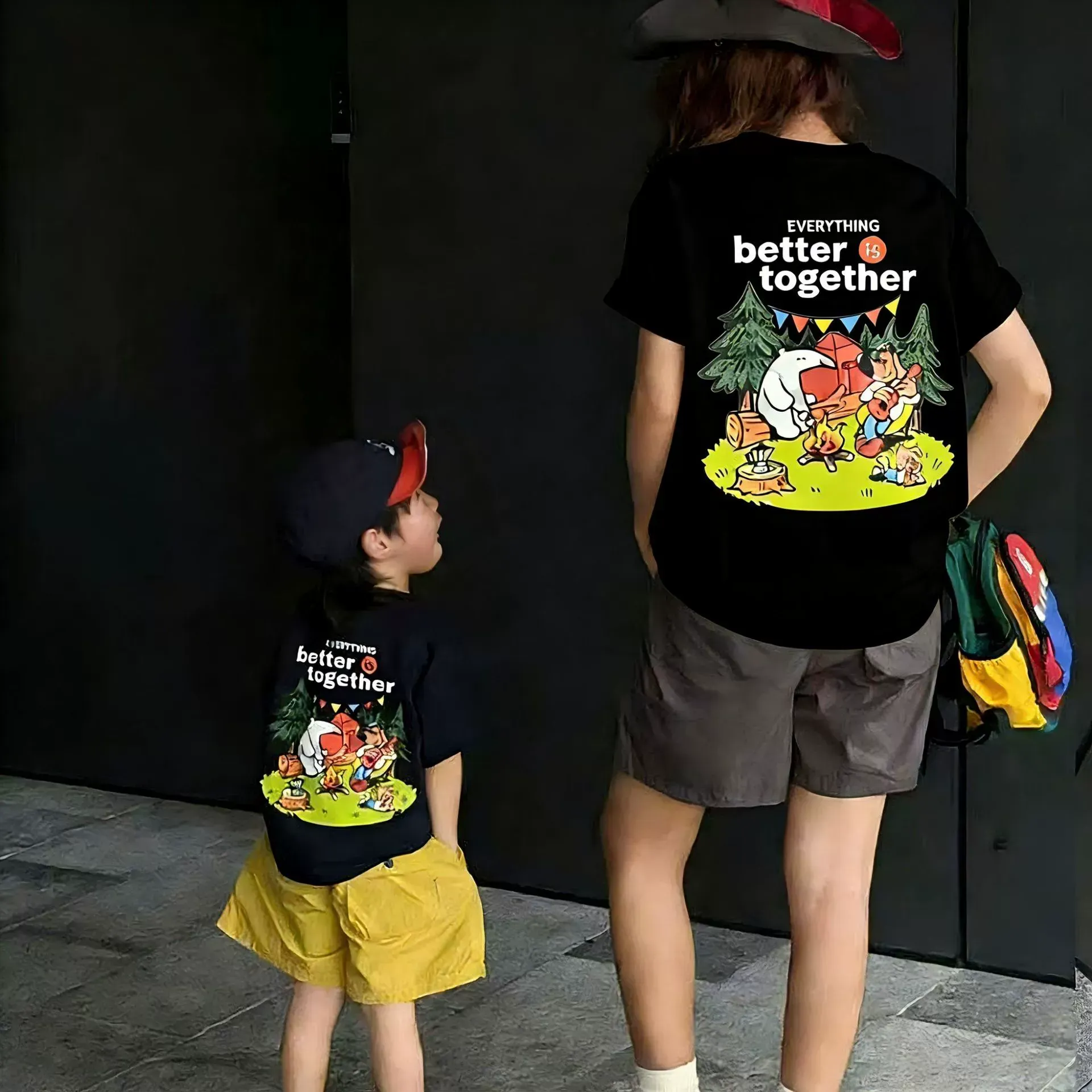 親子ペアルック キャンプアニマルTシャツ