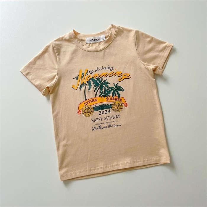 親子ペアルック  サマーリゾートプリント Tシャツ＆ロンパース
