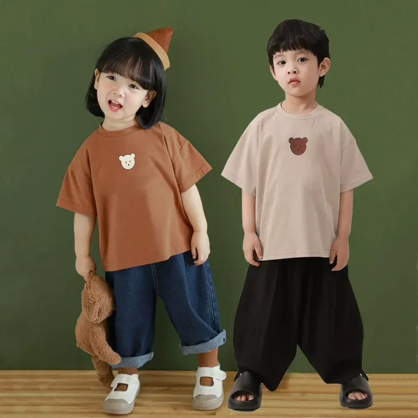 親子ペアルック ほっこりベアー ニュアンスカラー Tシャツ・ロンパース