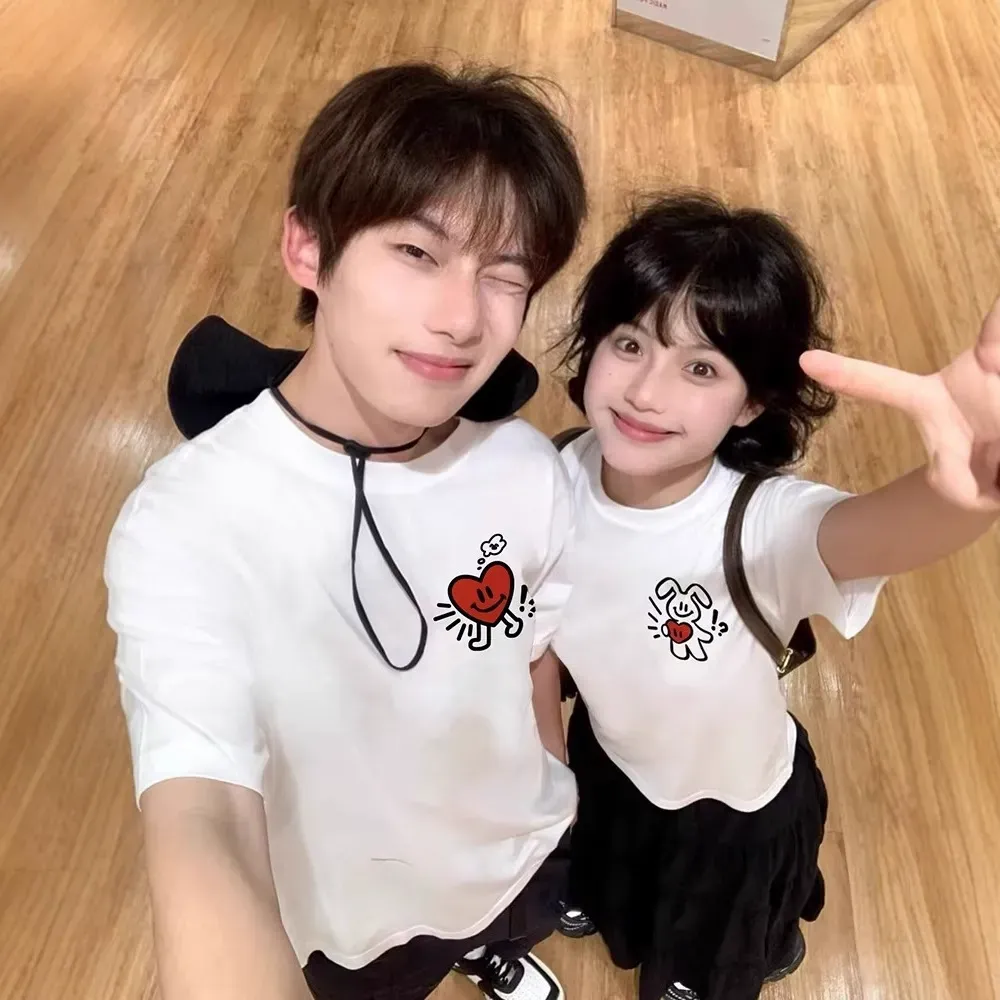 カップルペアルック ふたりを結ぶ ラビットハートTシャツ